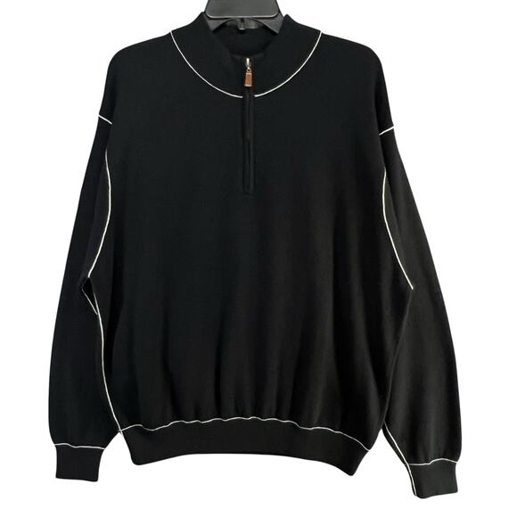 Peter Millar Other - Peter Millar Sweater Mens XXL Black 100% Pure Cashmere 1/4 Zip Modern Preppy